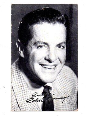 Old:1950s - Robert Cummings - B & W Penny Arcade Card /Old Movie Star / Actor